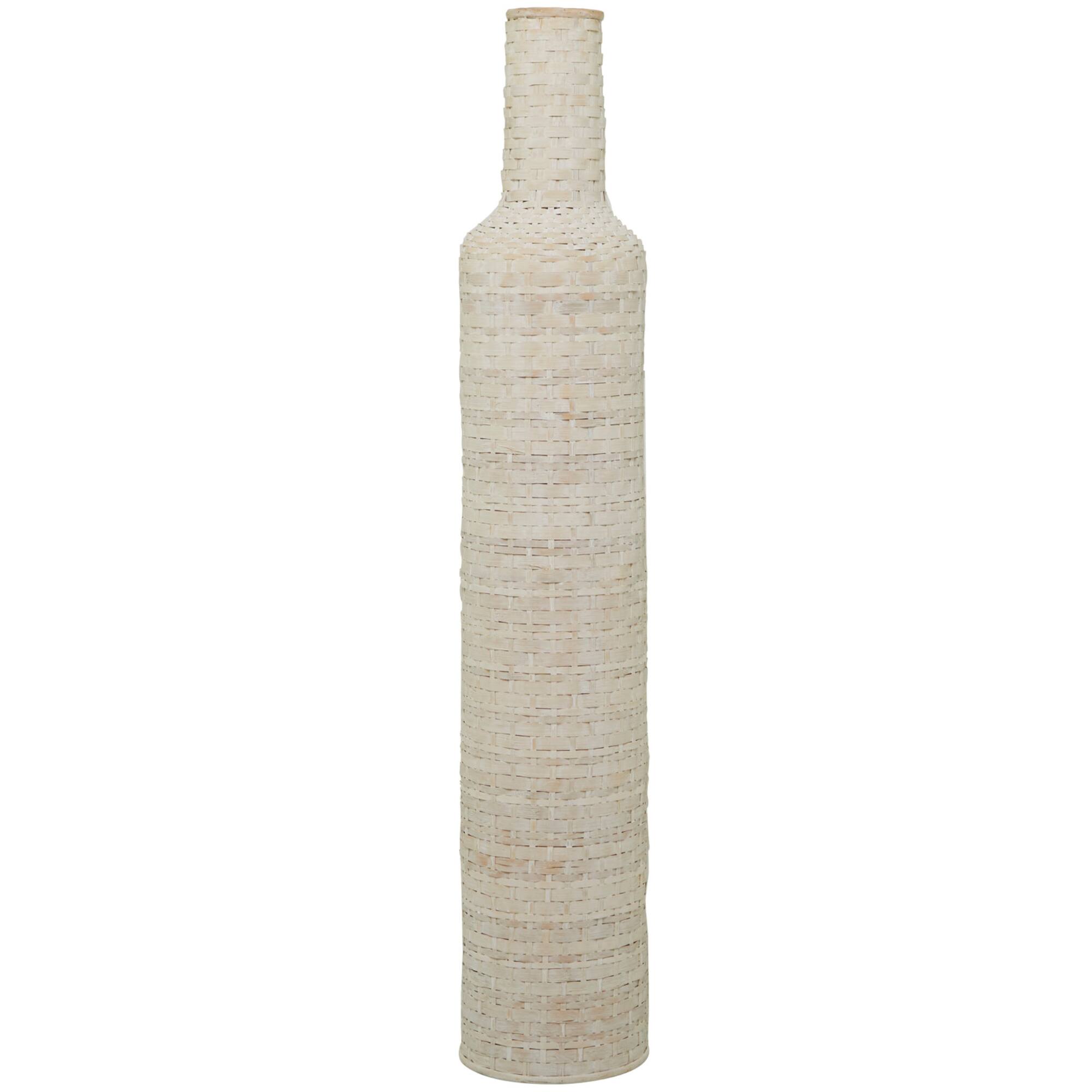 White Bamboo Tall Woven Floor Vase 9" x 9" x 48"